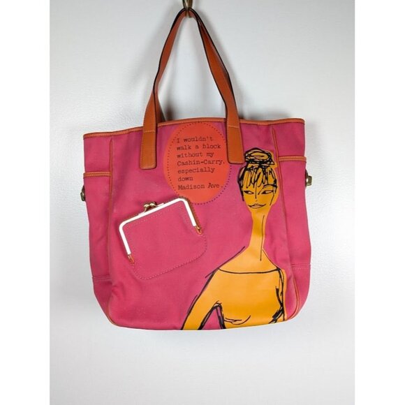 Coach Bonnie Cashin Tote Bag 13379 Canvas Leather Madison Ave Fuchsia Orange - Picture 1 of 16